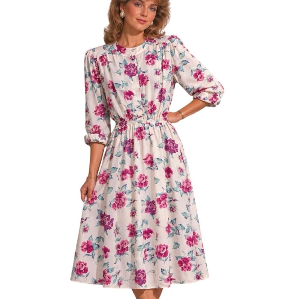 1980's Christina Grant Floral Dress